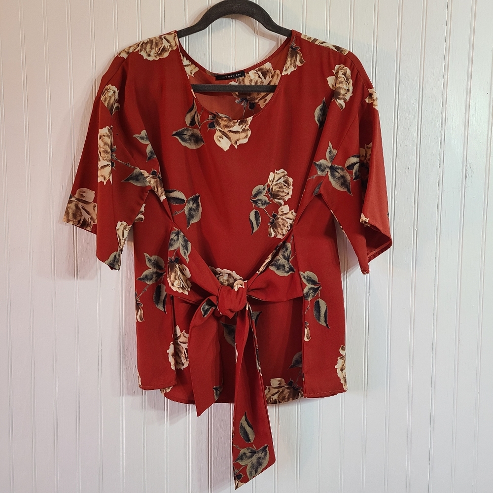 West Kei Julianne Tie Front Blouse, Size Medium